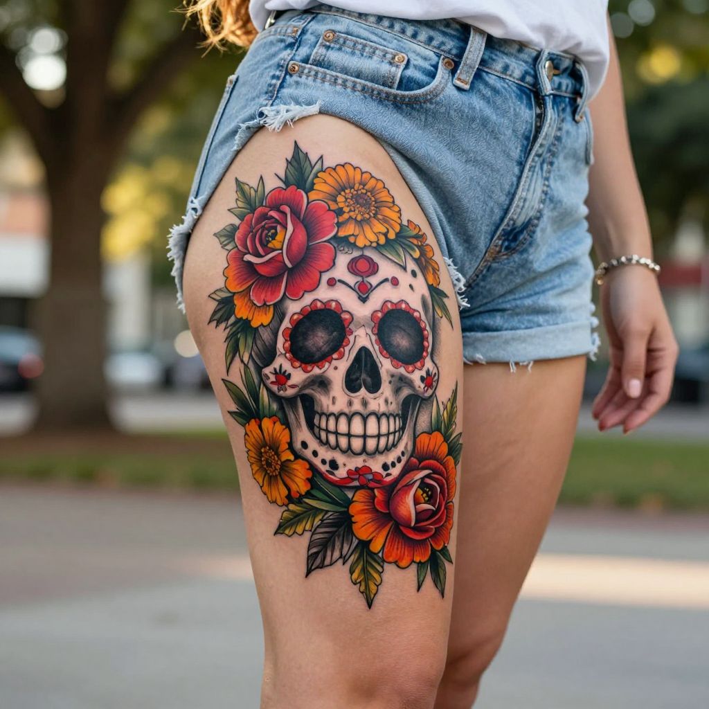 Floral Sugar Skull Composition