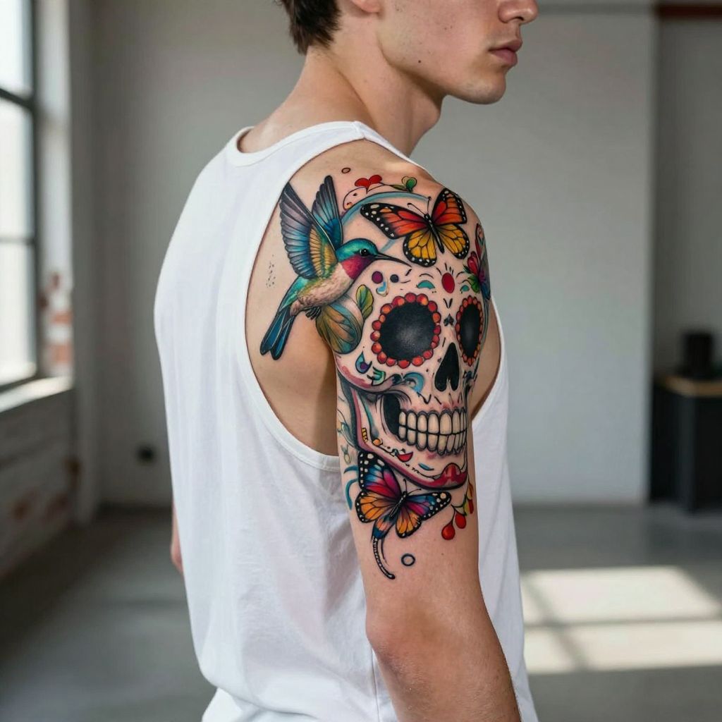 Sugar Skull with Animal Elements