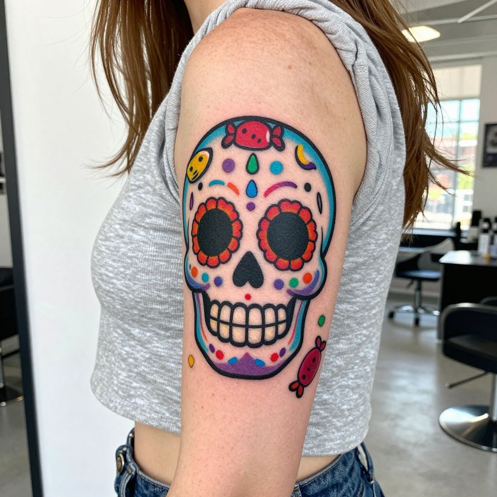 Playful Day of the Dead Cartoon Skull