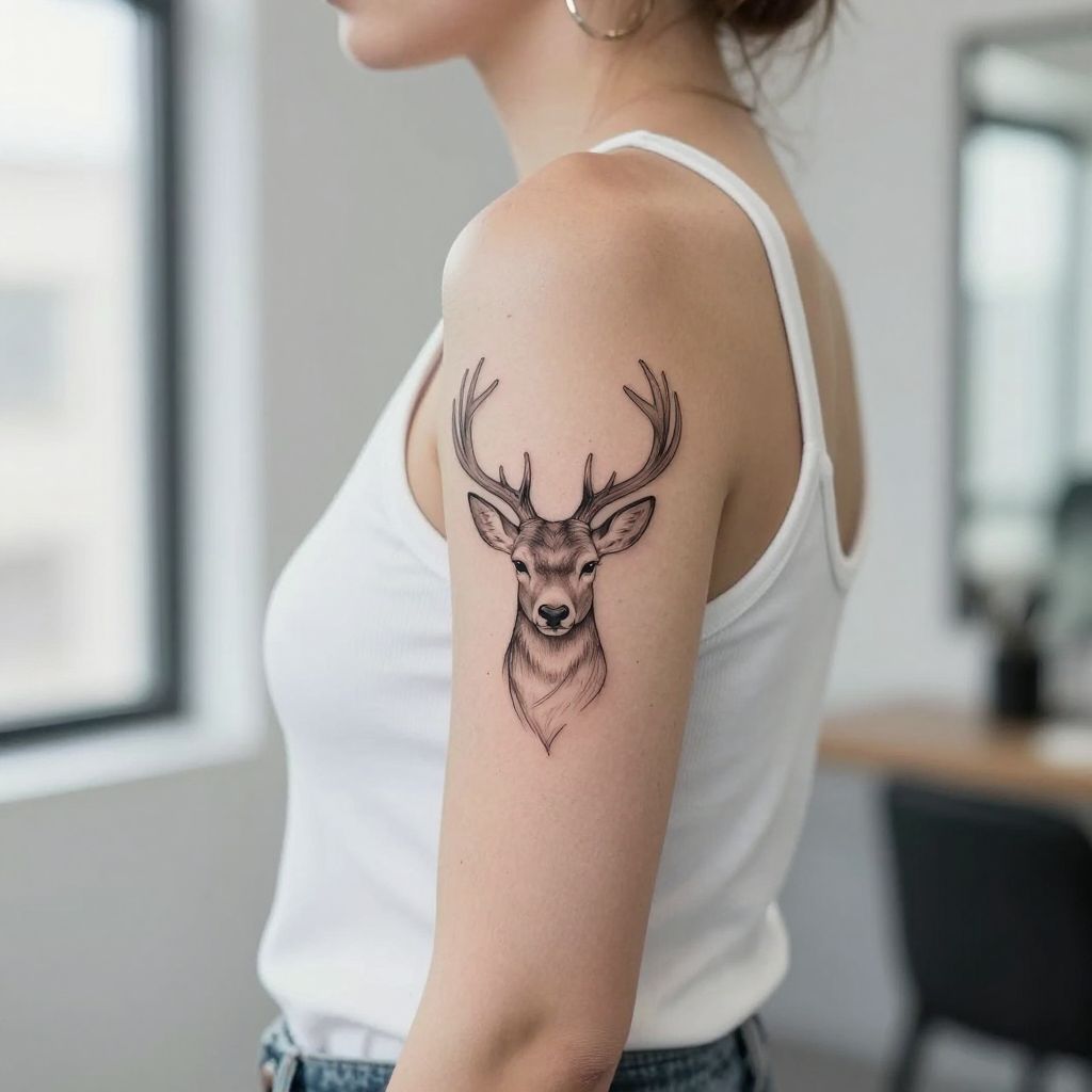 Elegant Linework Deer Head