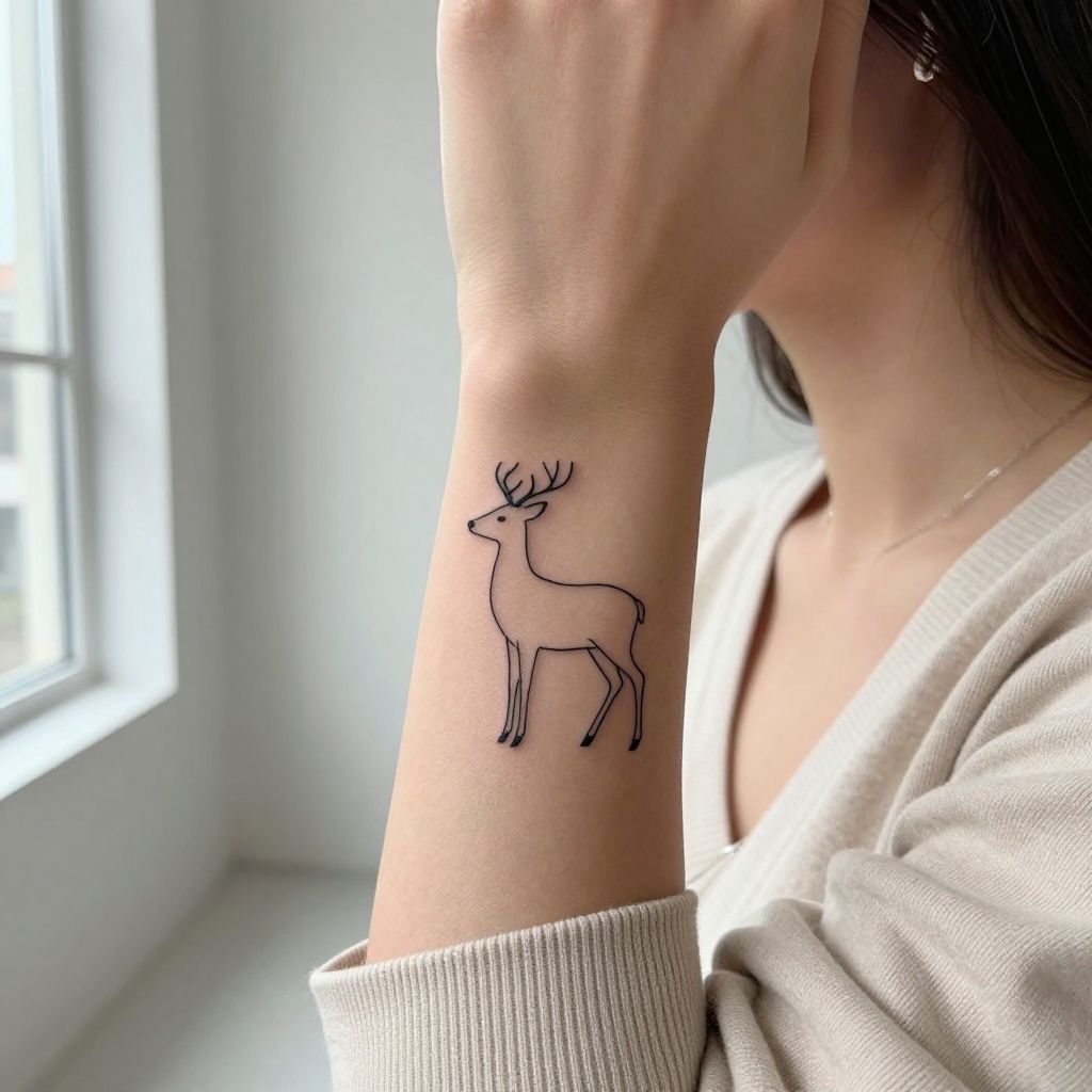 Minimalist Line Art Deer