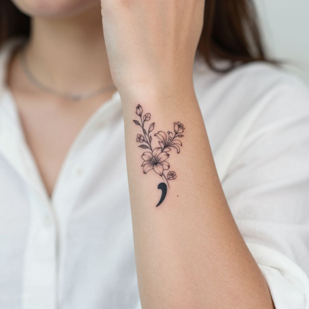 Delicate Semicolon with Flower Vines