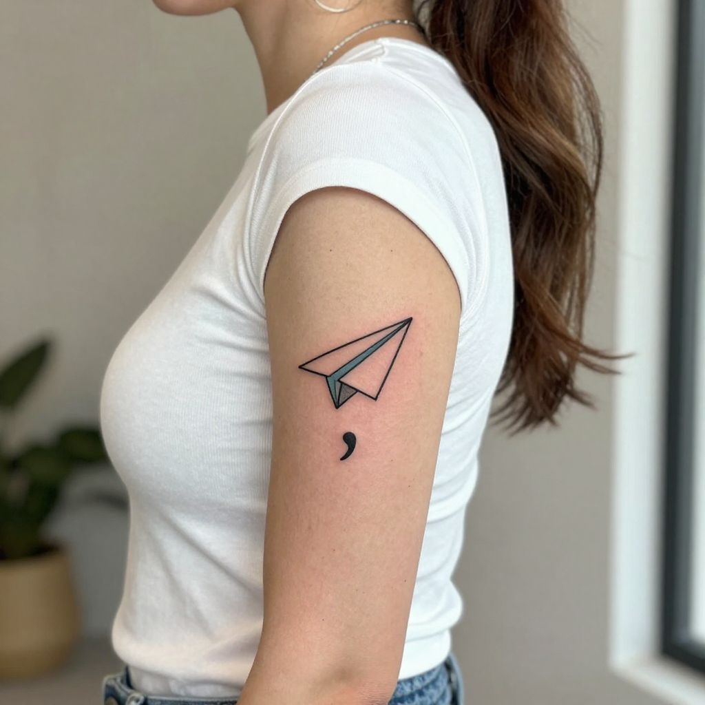 Semicolon with Paper Plane