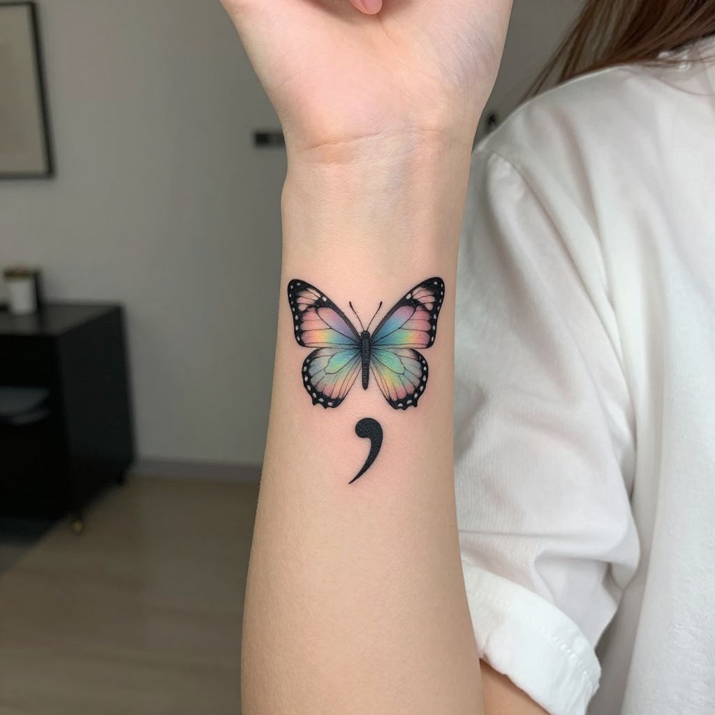 Semicolon with Butterfly