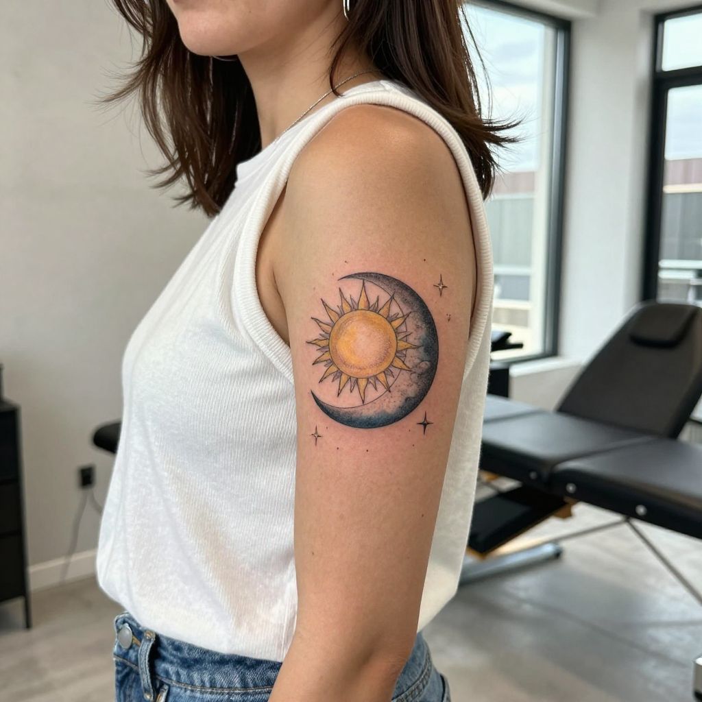 Semicolon with Sun and Moon