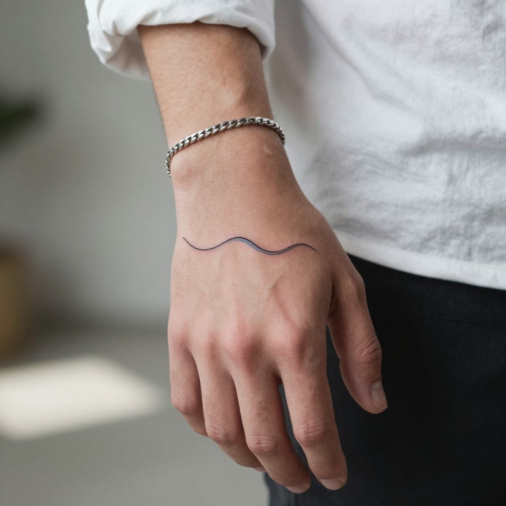 Wave Line Finger Tattoo