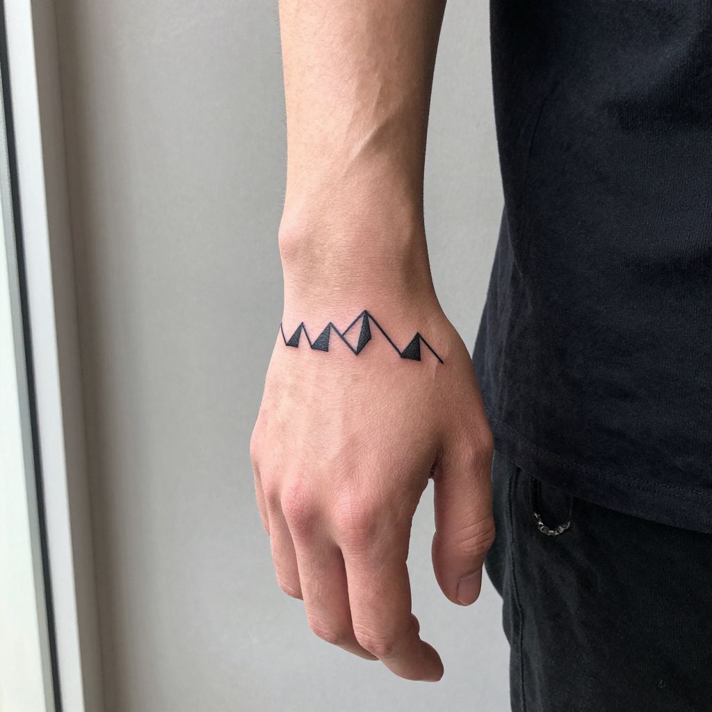 Tiny Mountain Peaks Finger Tattoo