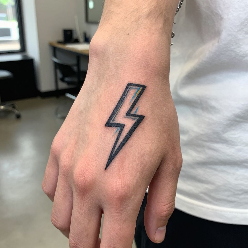 Lightning Bolt Finger Tattoo