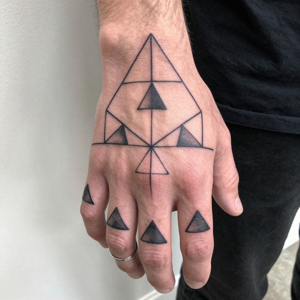 Split Geometric Shapes Finger Tattoo