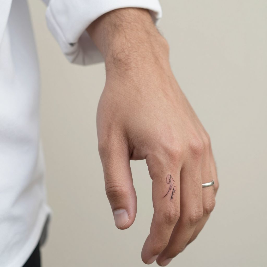 Script Initials Finger Tattoo