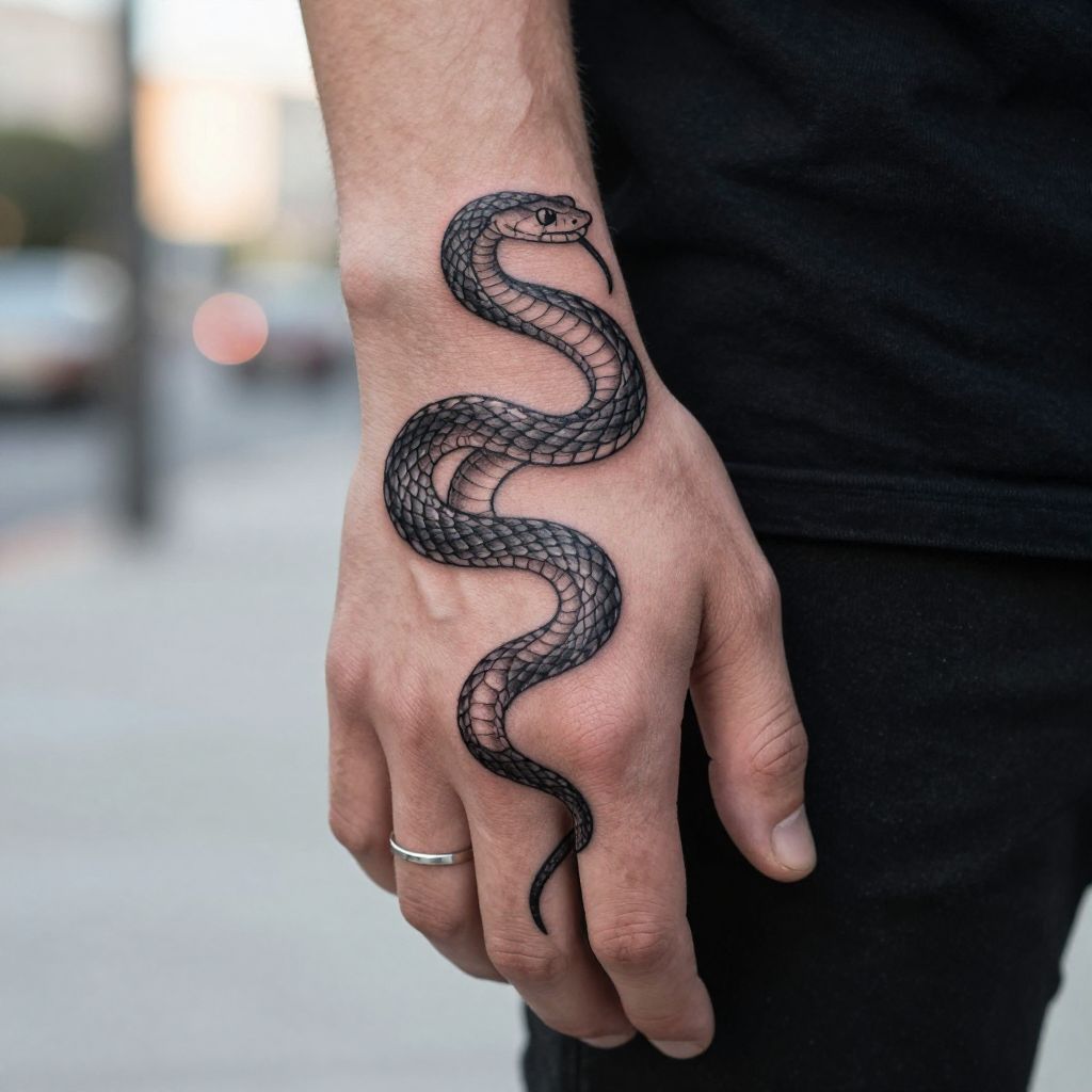Snake Coil Finger Tattoo