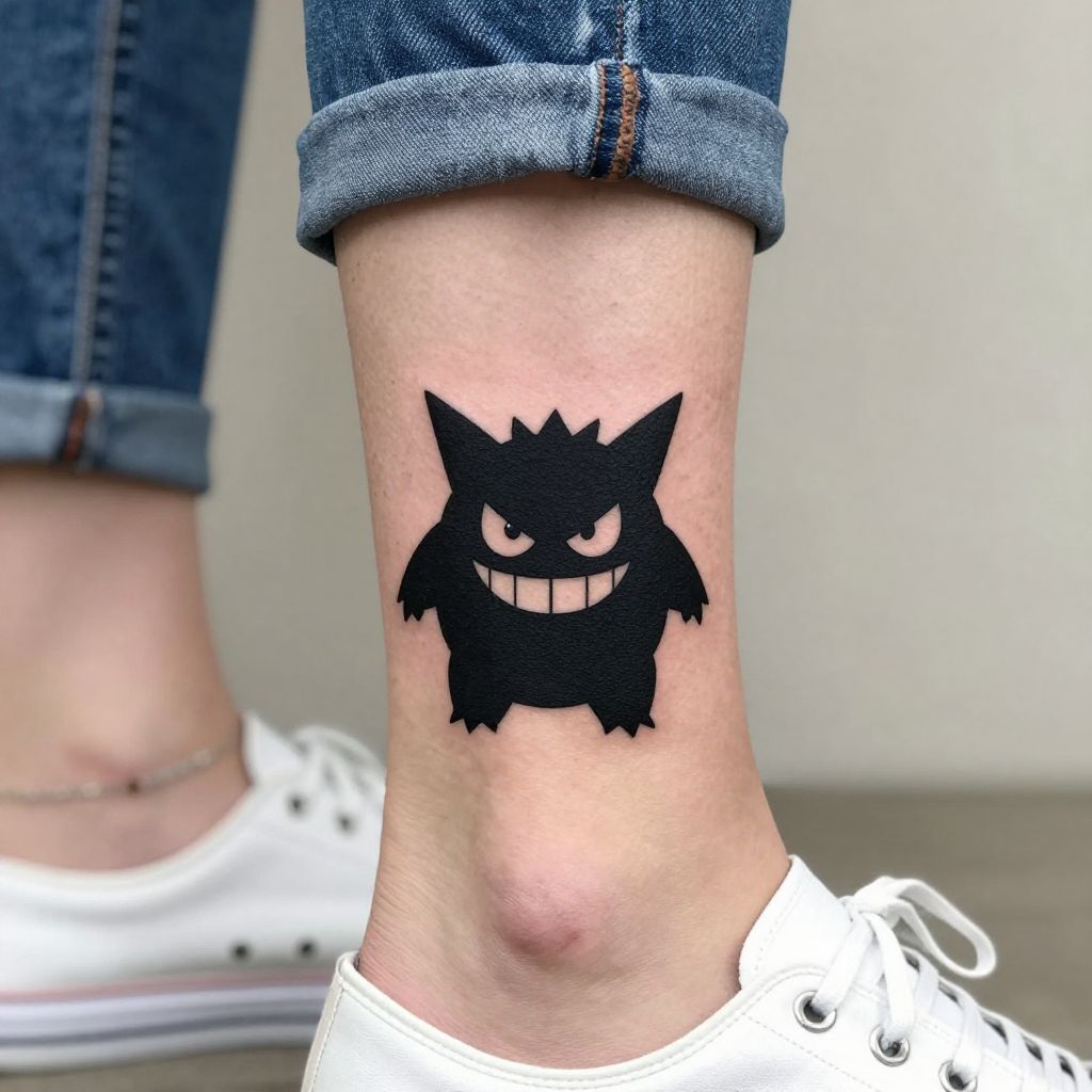 Minimalist Black Gengar Silhouette