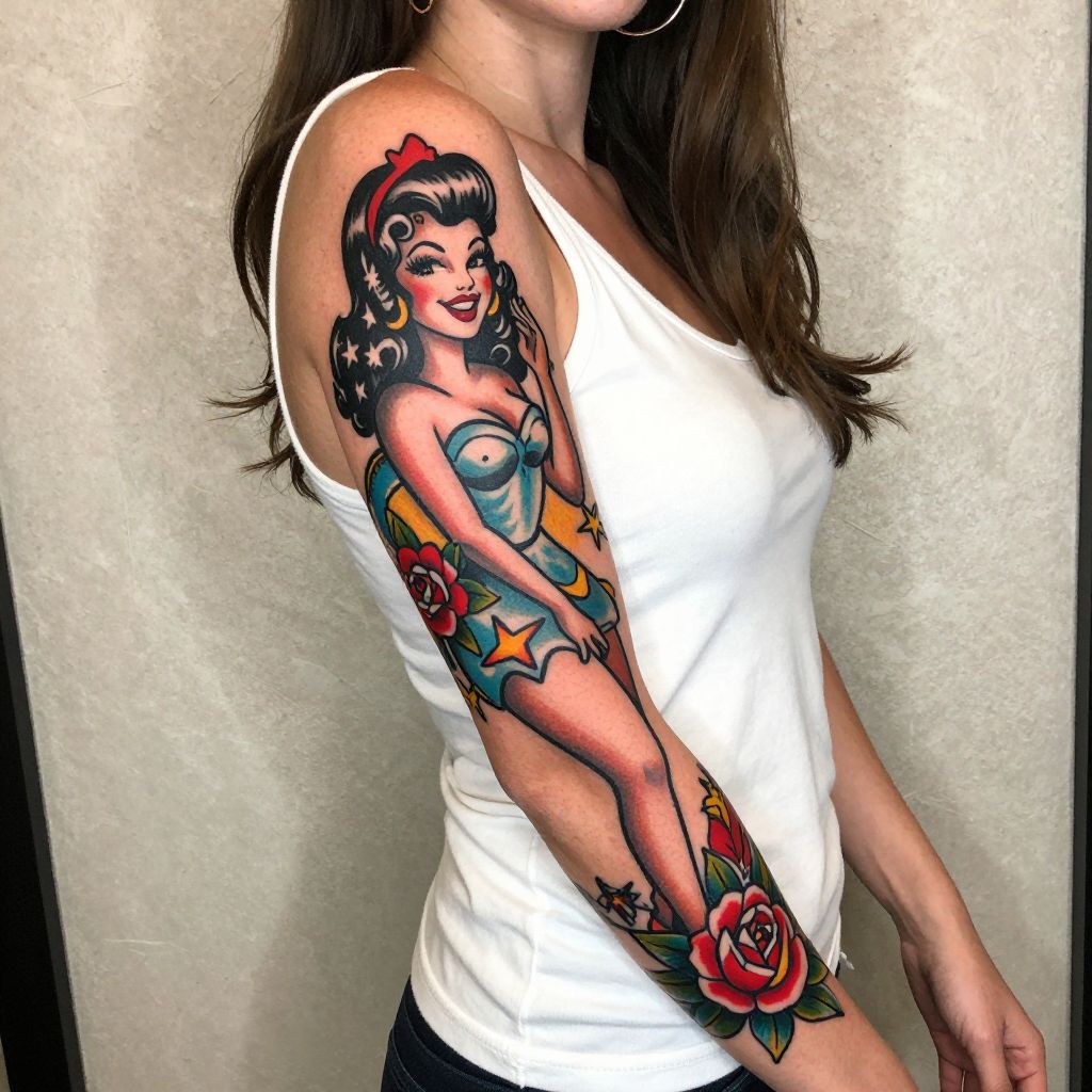 Vintage Pinup Girl Sleeve