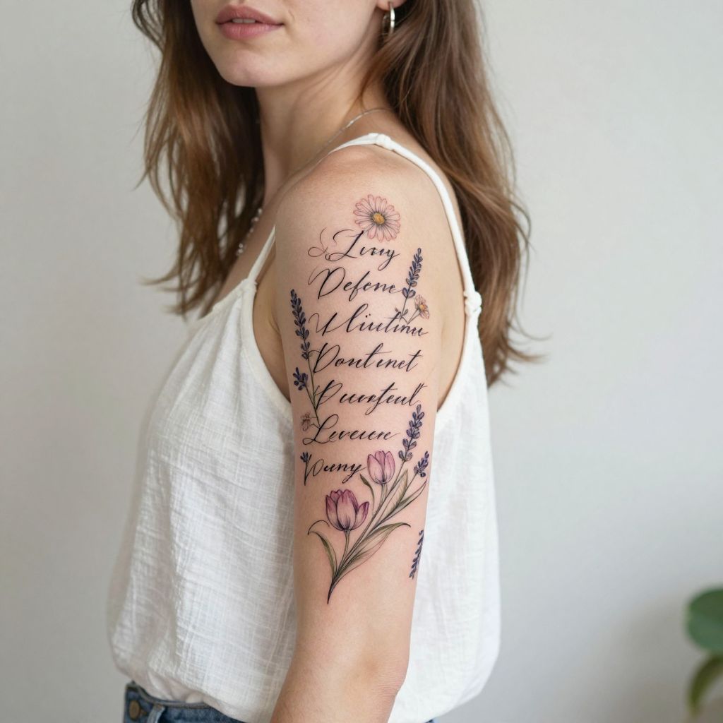 Romantic Script with Flowers
