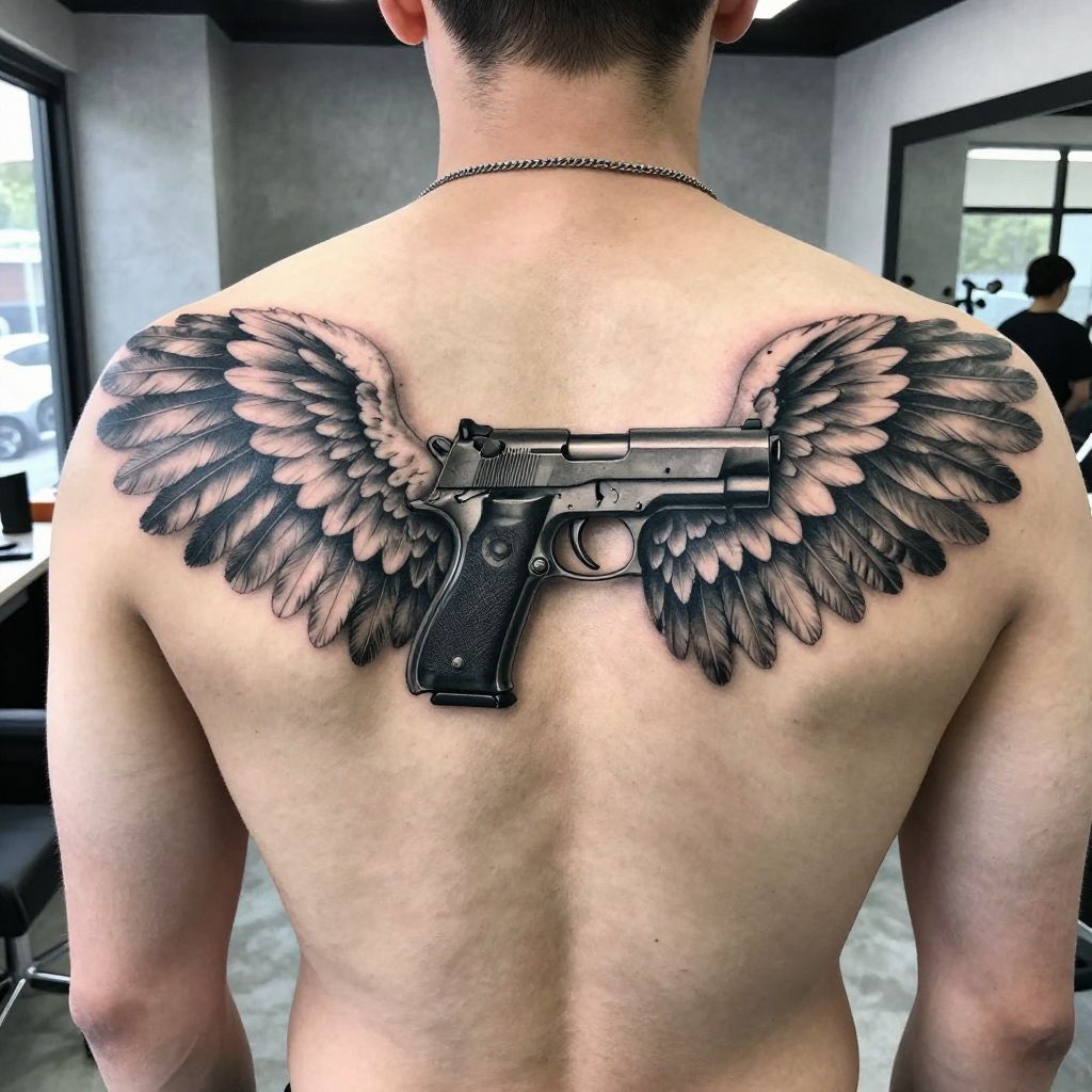 Gun and Angel Wings