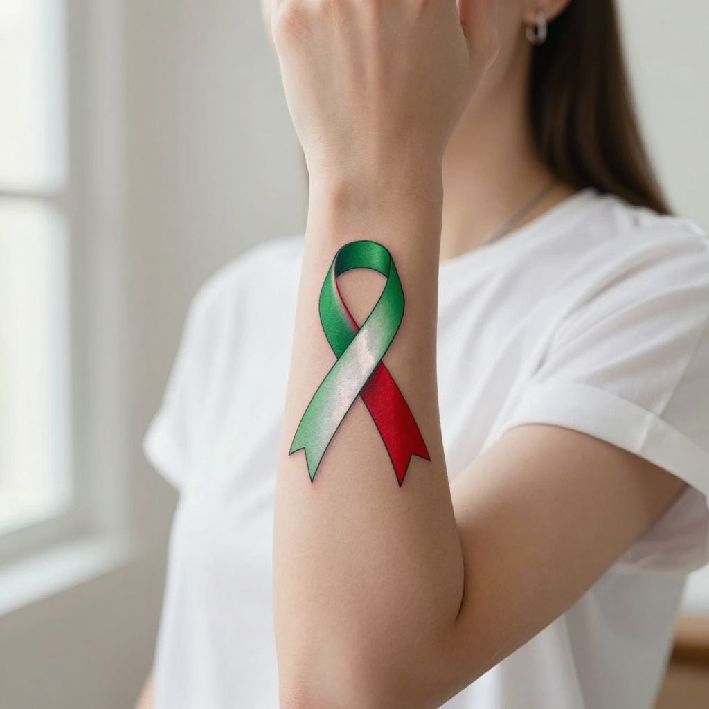 Italian Flag Ribbon Tattoo