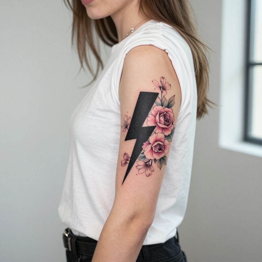 Lightning Bolt with Floral Accents