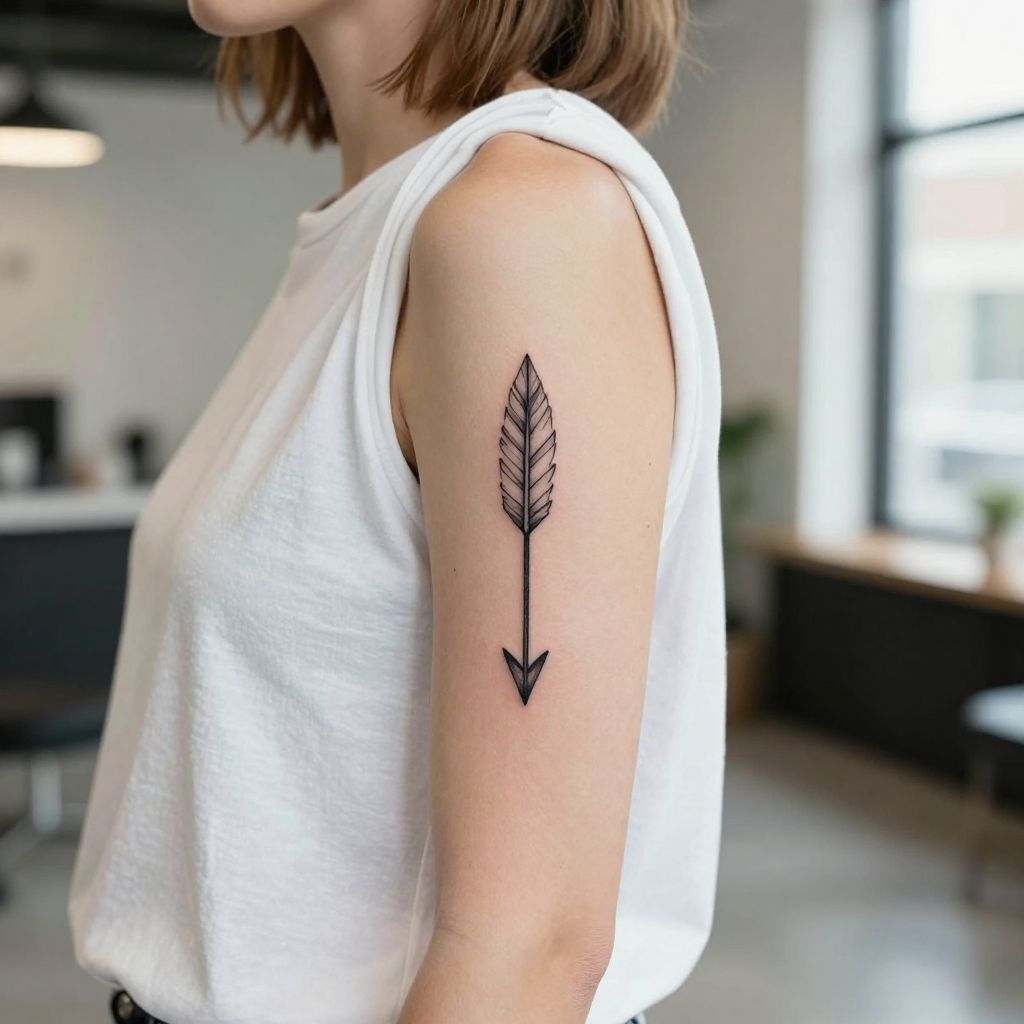 Simple Arrow Line Work Tattoo