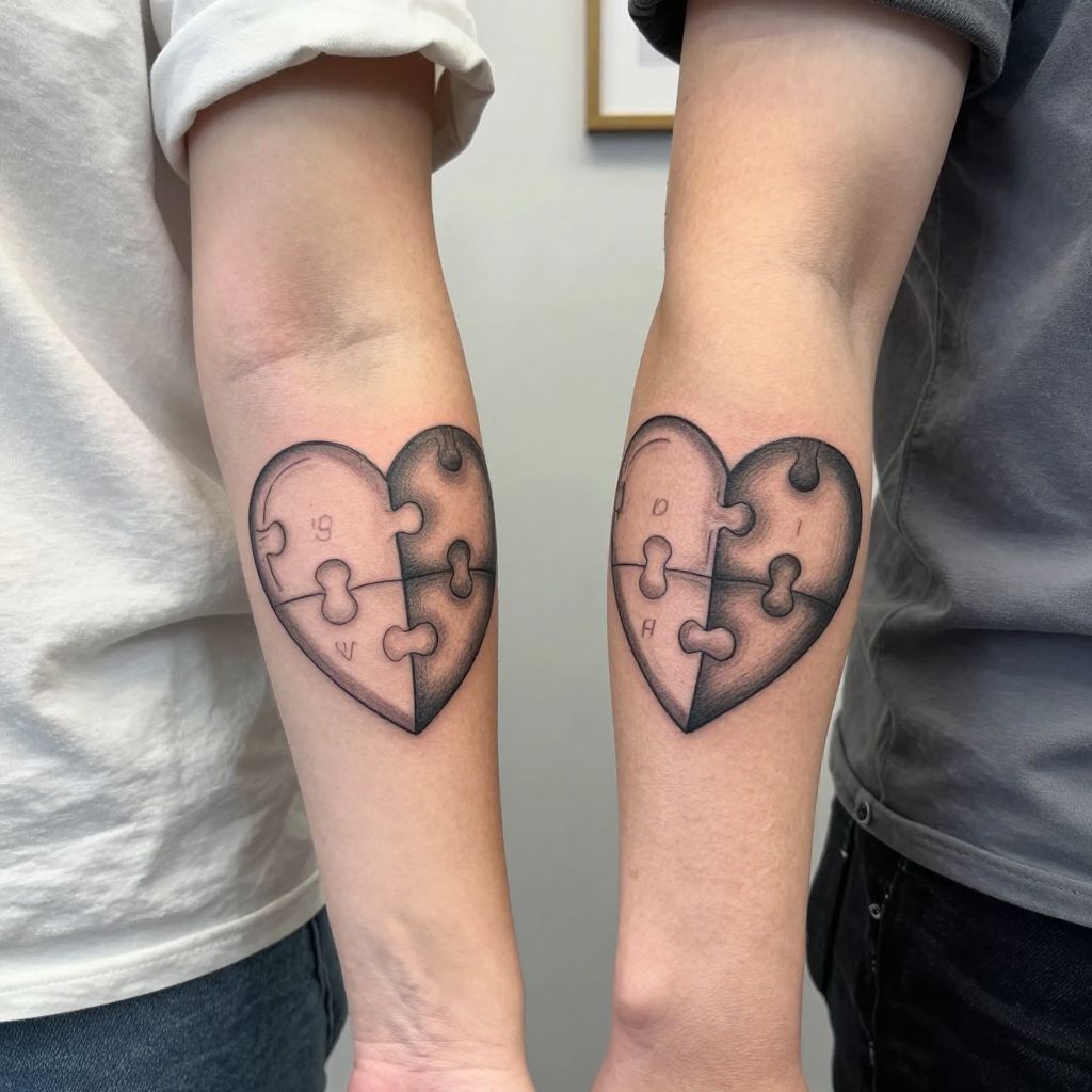Puzzle Heart Half Each