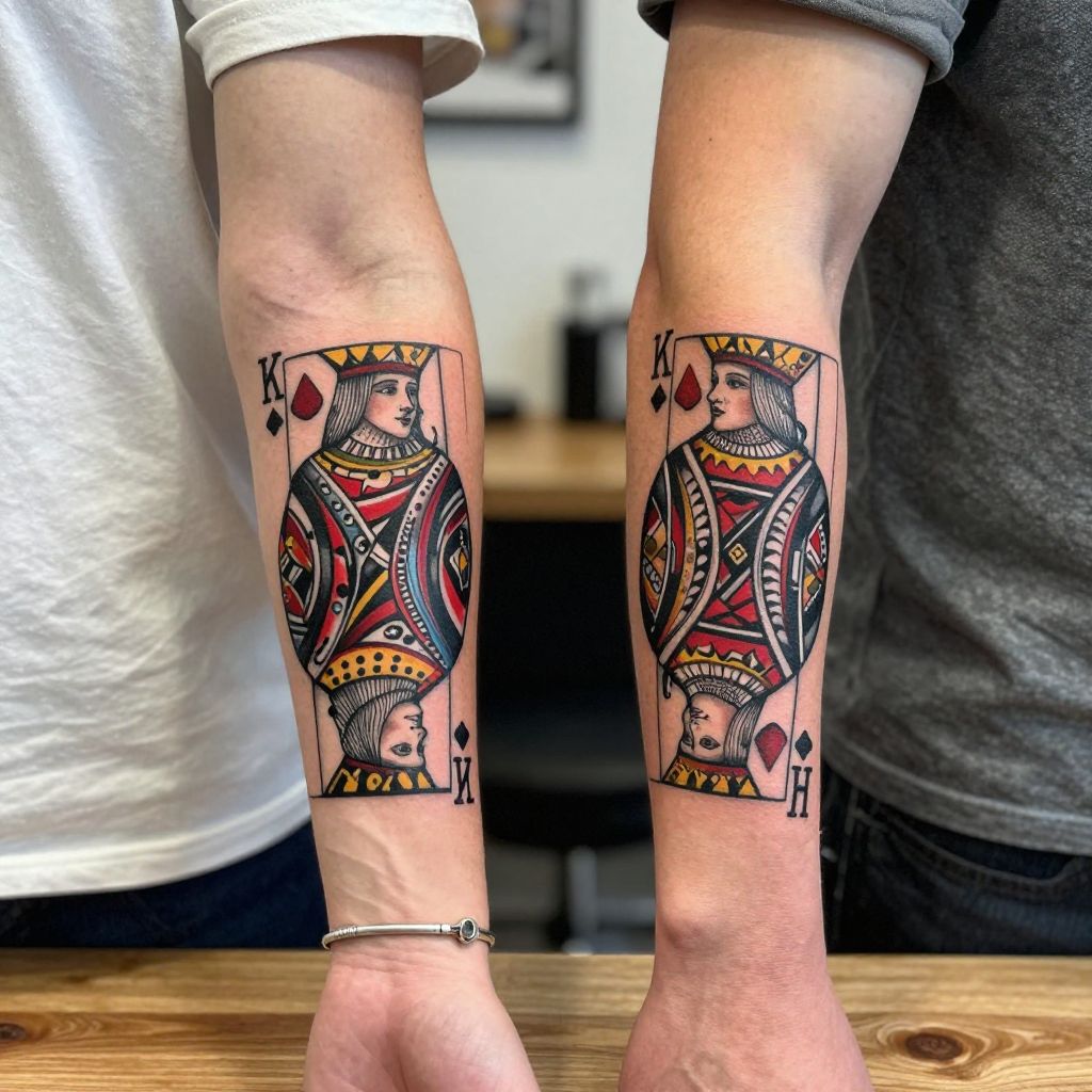 King and Queen of Cards Matching Tattoos