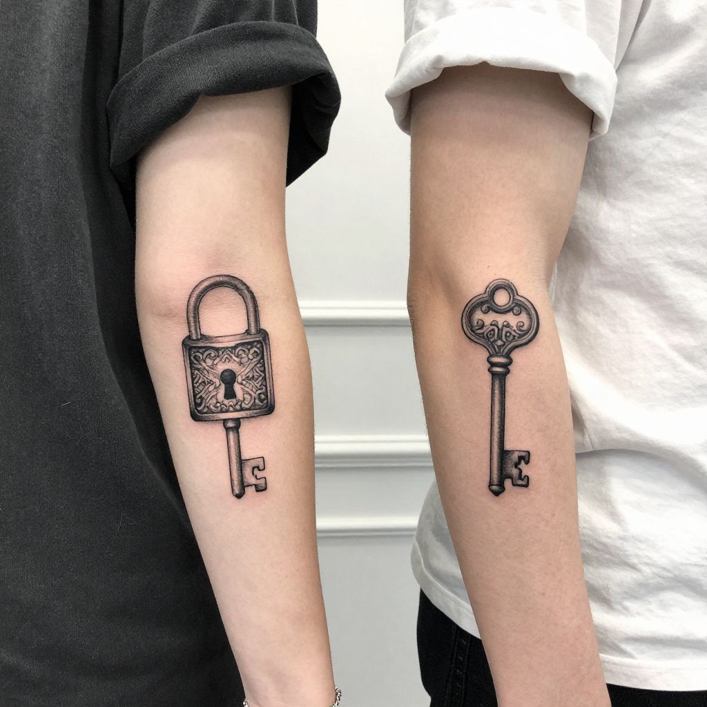 Lock and Key Matching Tattoos