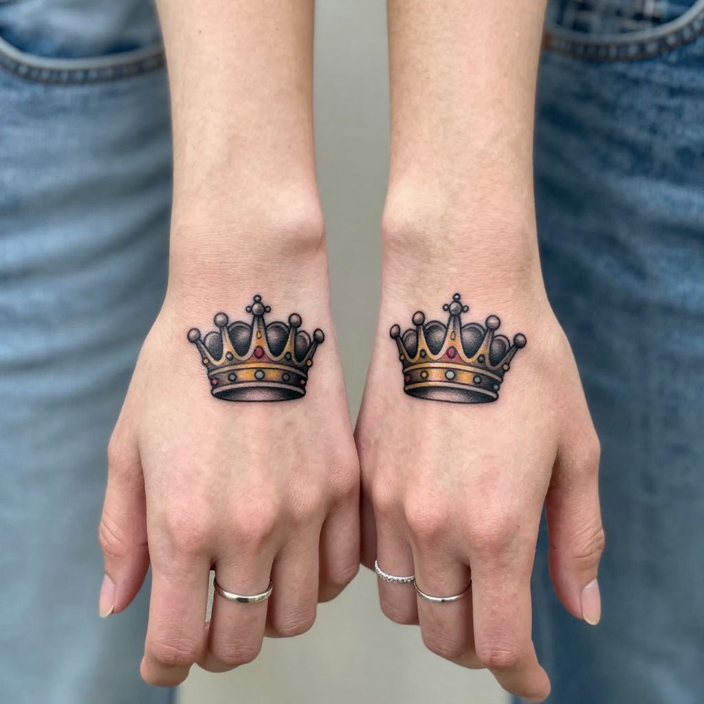 King and Queen Crowns Matching Tattoos