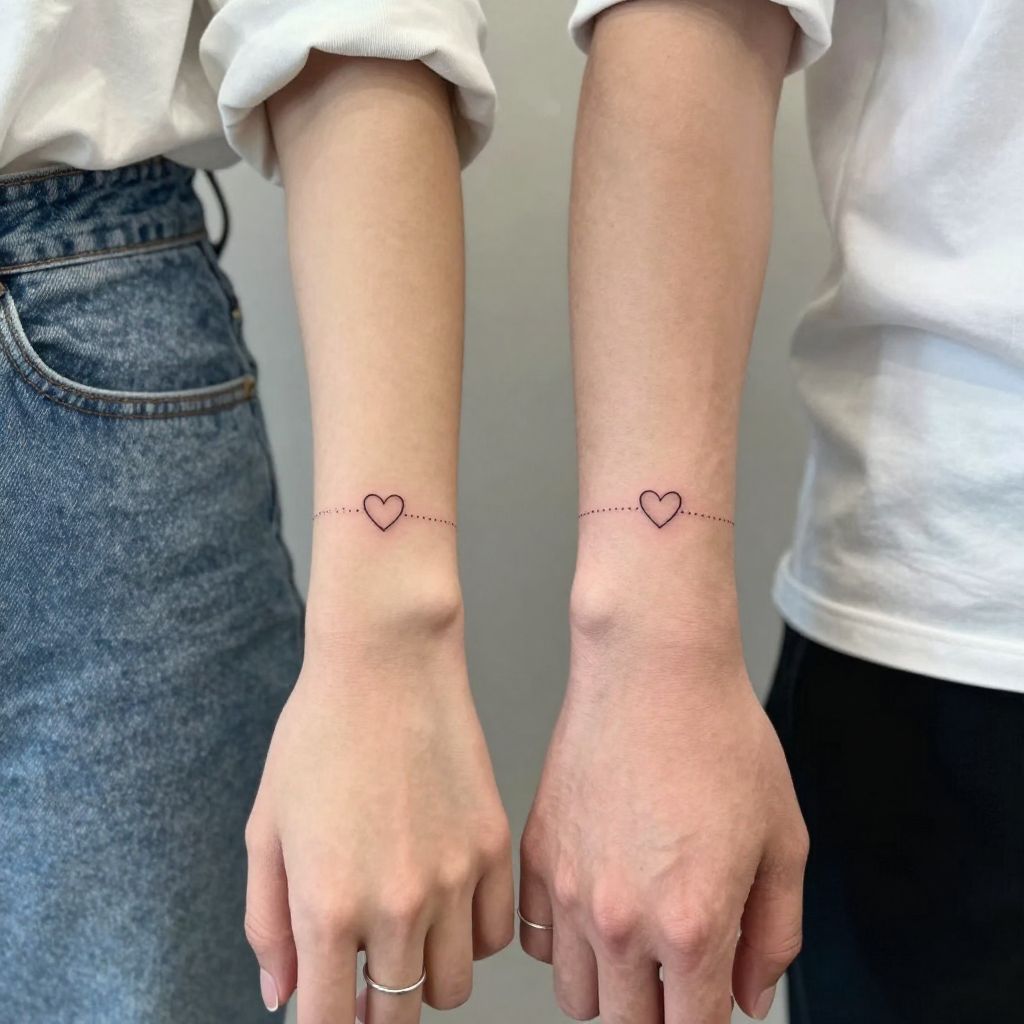 Minimalist Hearts Matching Tattoos