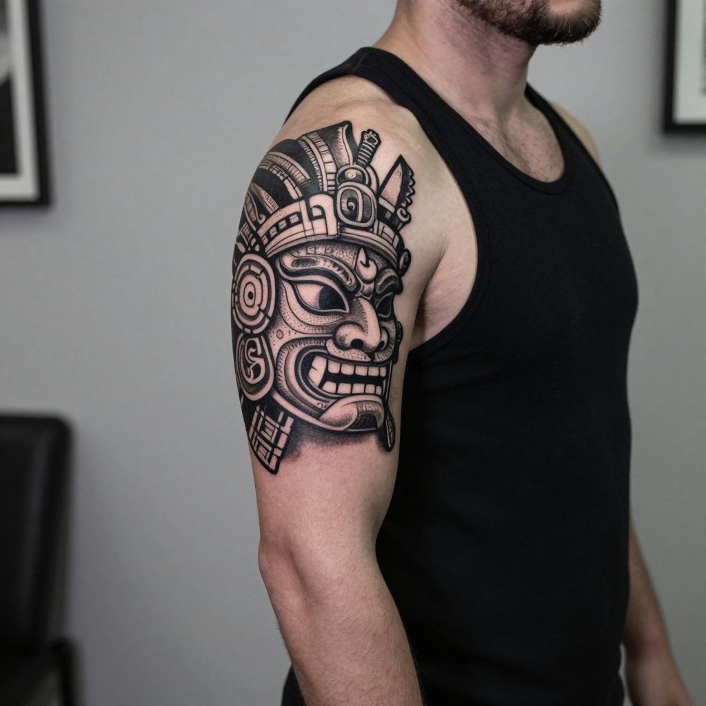 Mayan Warrior Mask Tattoo