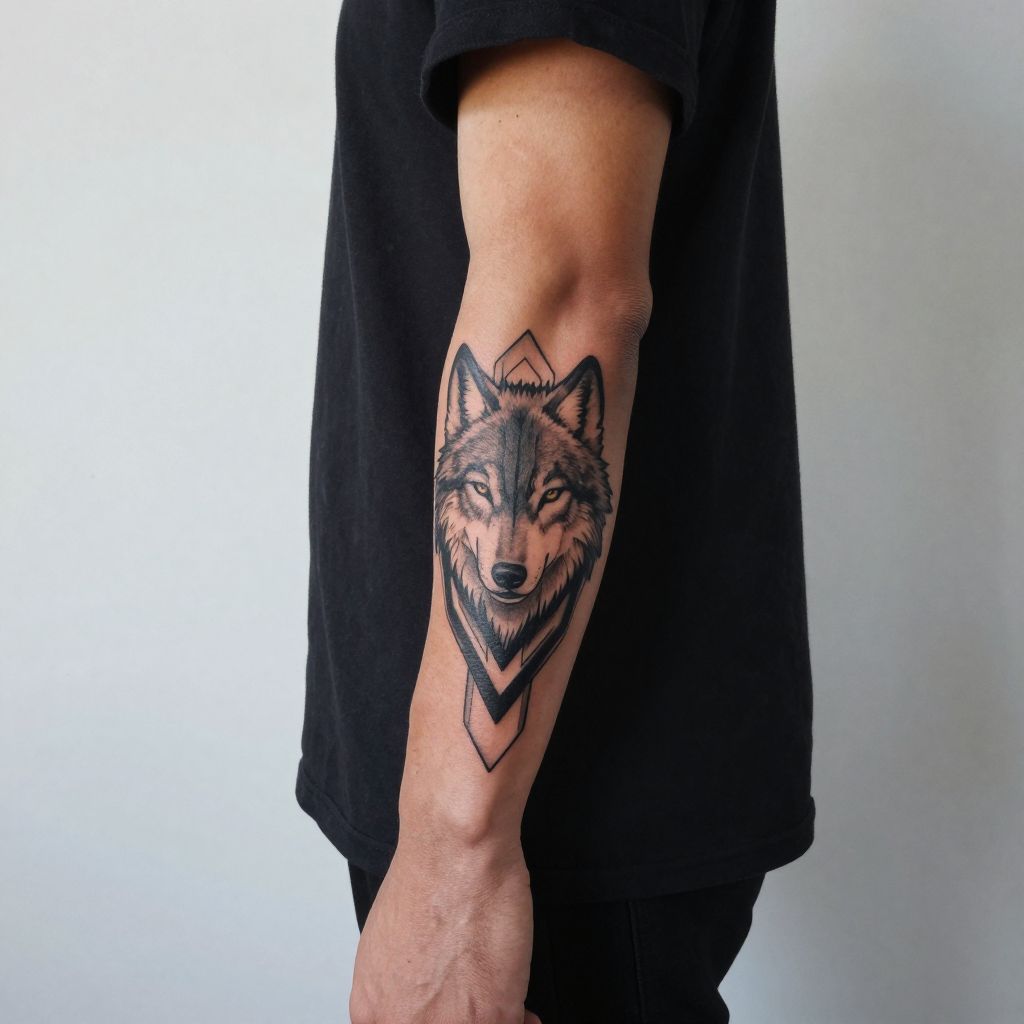 Geometric Wolf tattoo