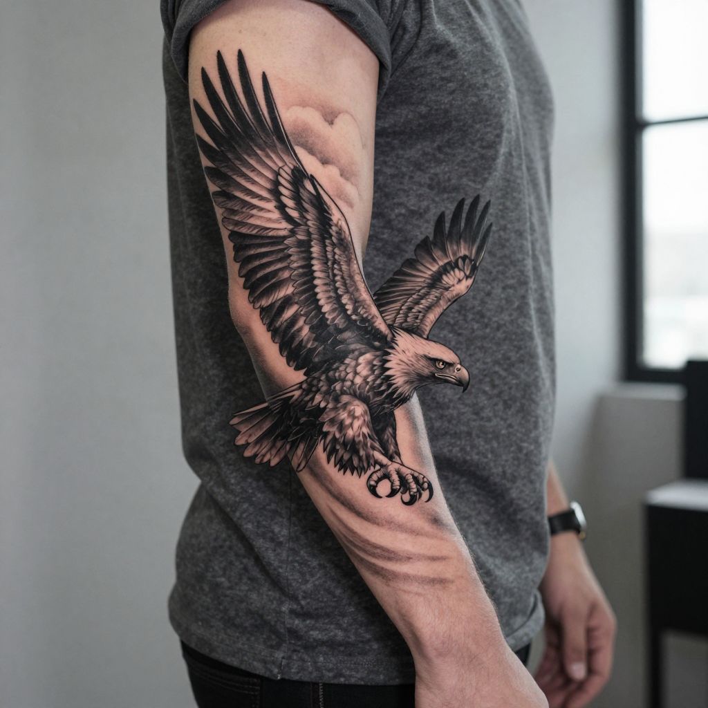 Fierce Eagle in Flight tattoo