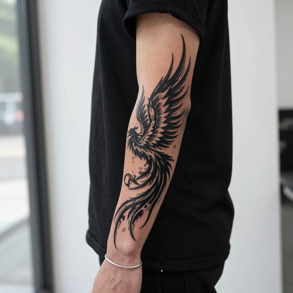 Tribal Phoenix Rising tattoo