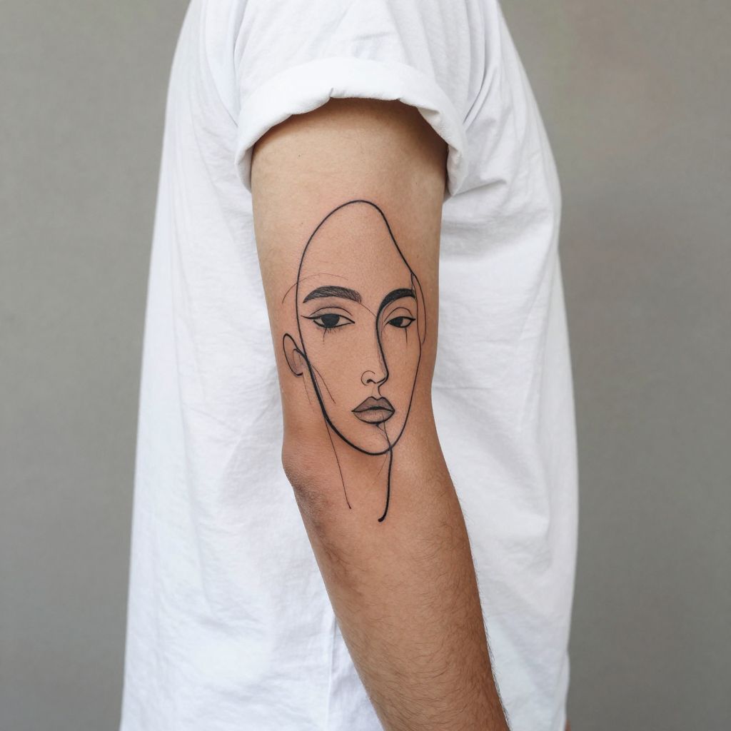 Abstract Line Art Portrait tattoo