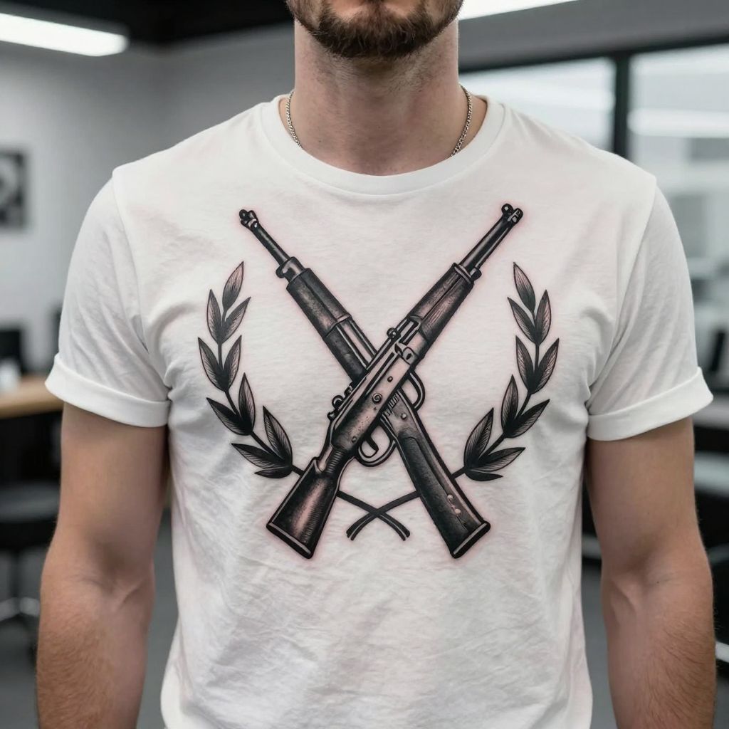 Crossed Rifles with Laurel Wreath