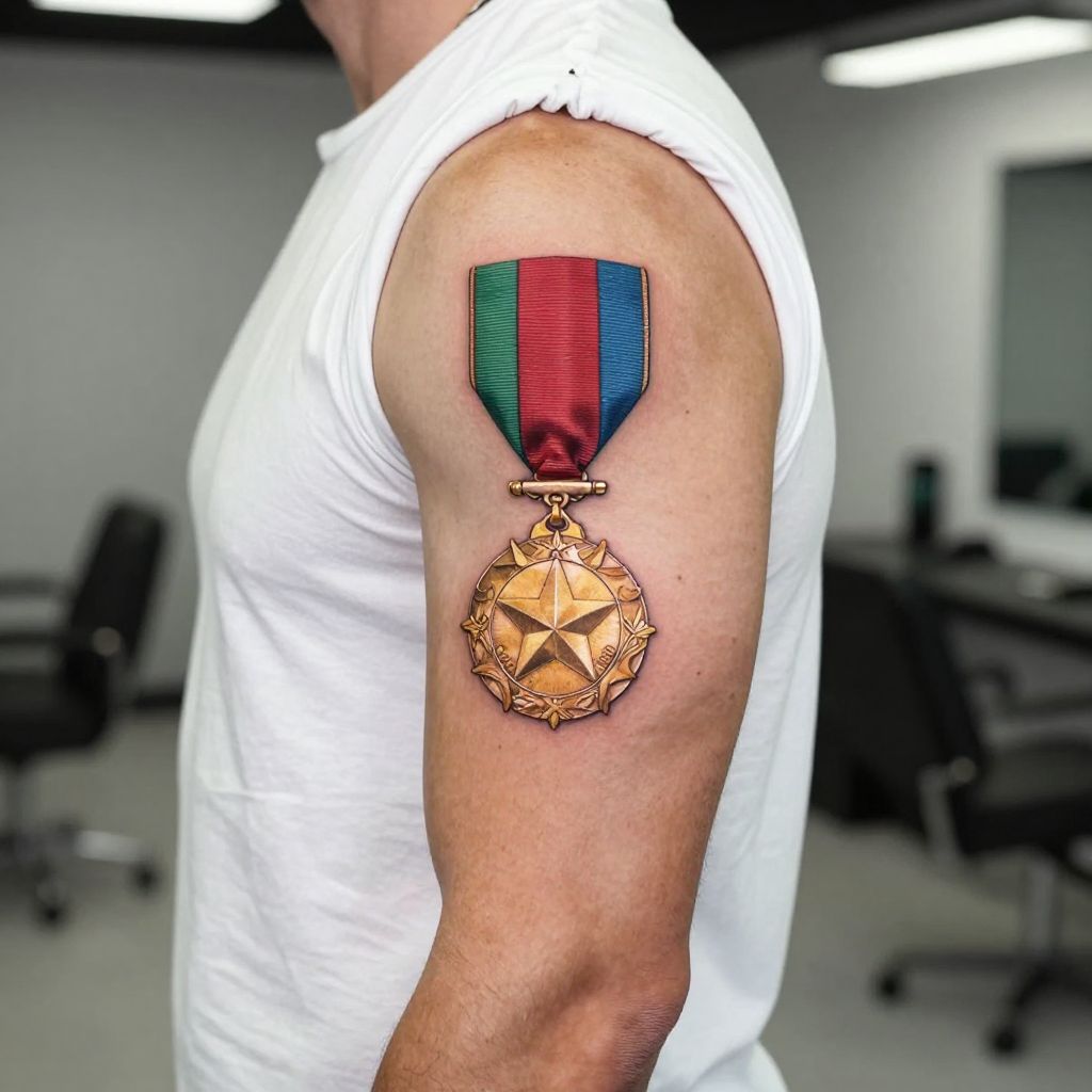 Military Medal with Ribbon