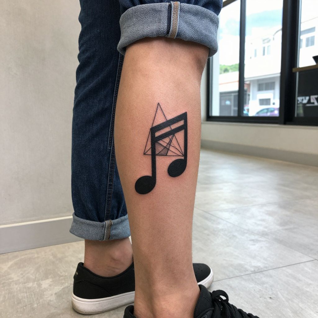 Geometric Music Note with Sharp Angles on the Calf