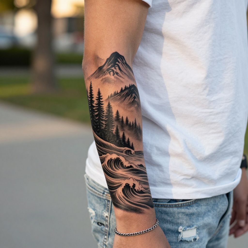 Nature Landscape cover up tattoo