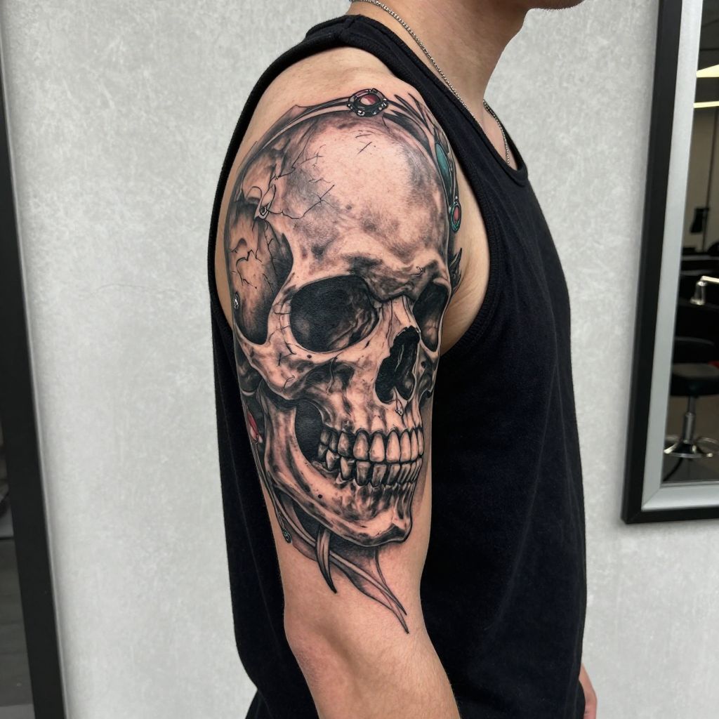 Artistic Skull cover up tattoo