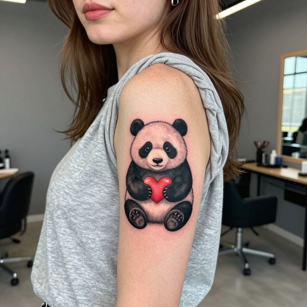 Panda Holding a Heart