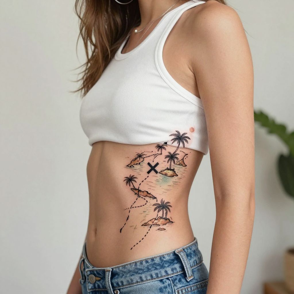 Pirate Map with X Marks the Spot
