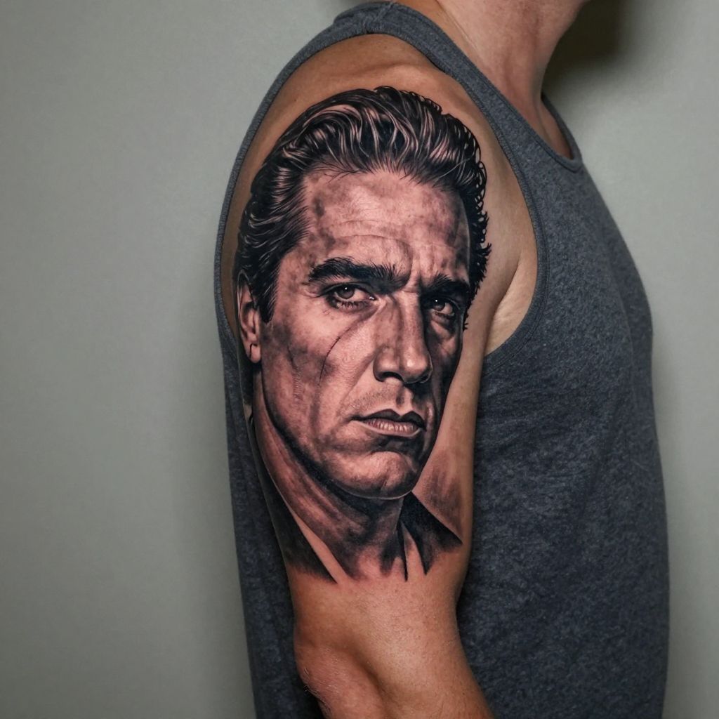 Classic Tony Montana Portrait Tattoo