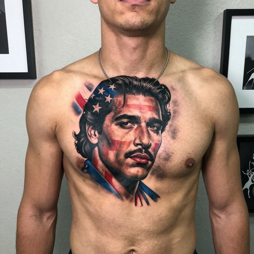 Scarface Involving Cuban Flag Elements Tattoo