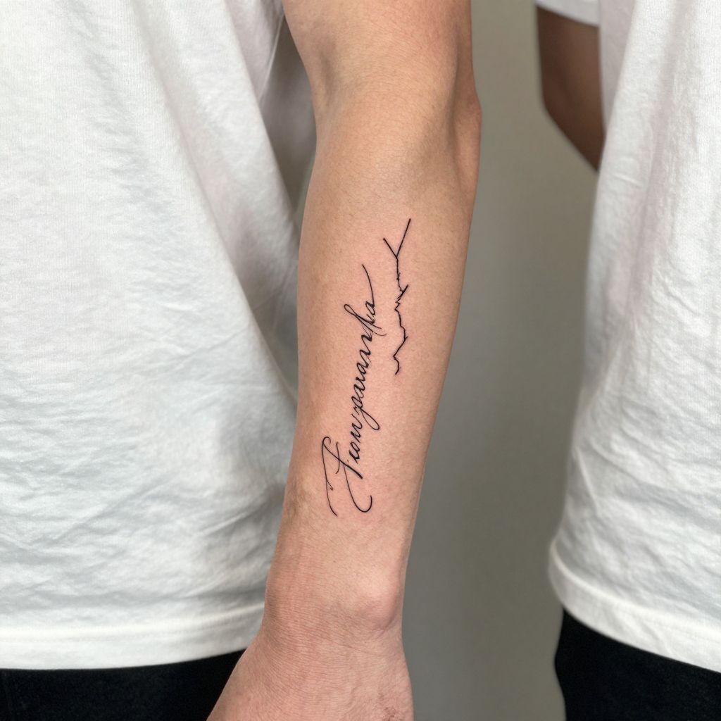 Tony Montana’s Signature with Scar Outline Tattoo
