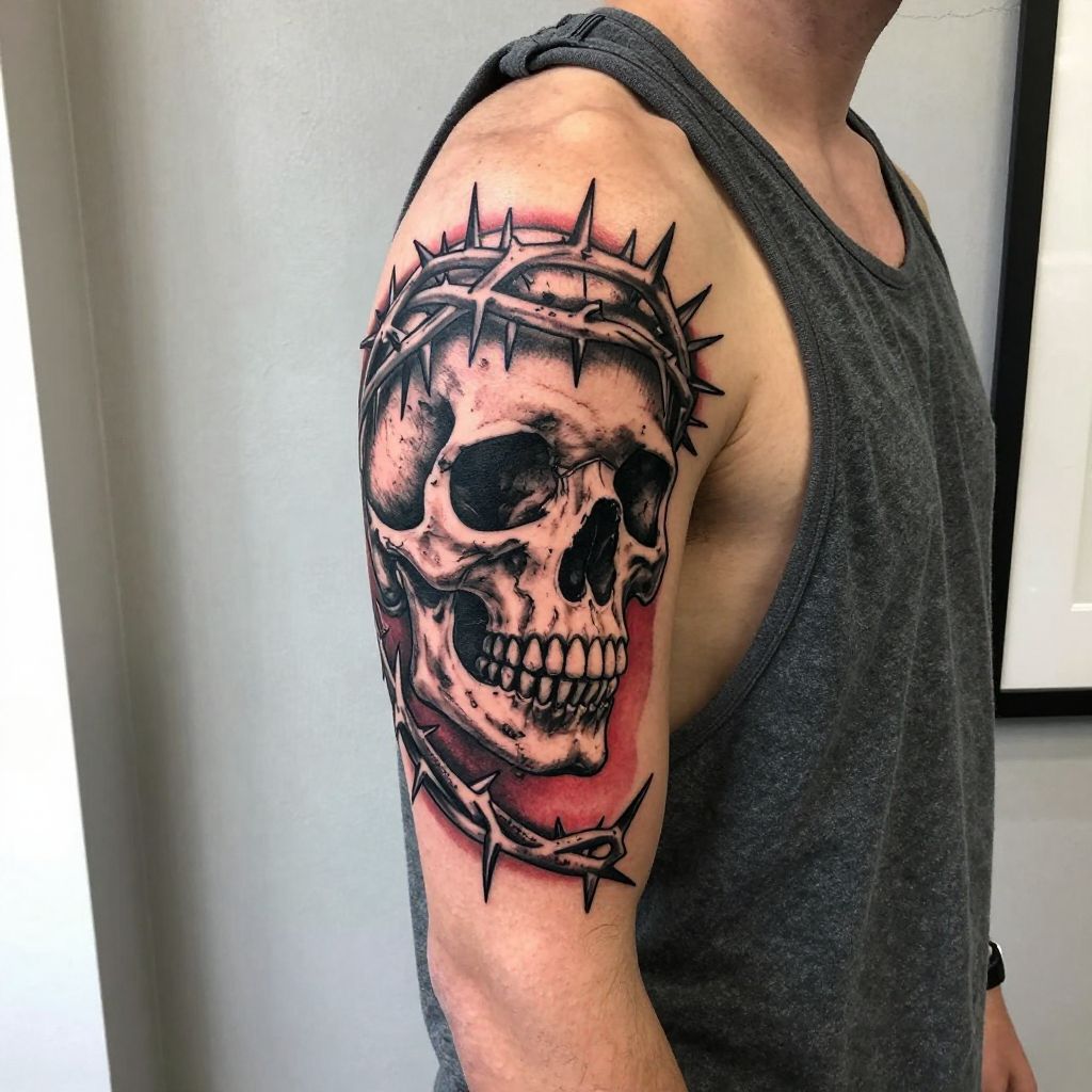 Skull Wearing a Crown of Thorns