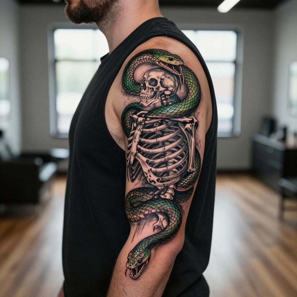 Skeleton and Snake Intertwined