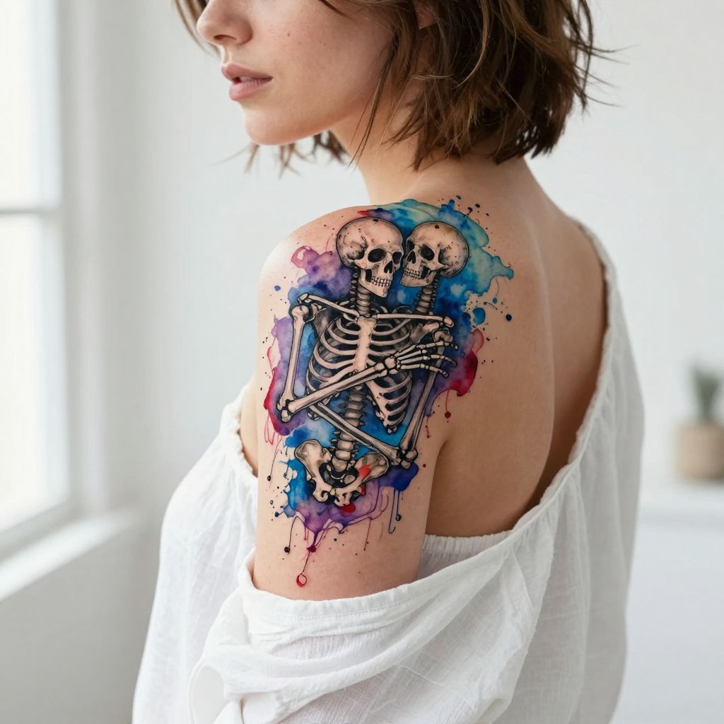 Abstract Watercolor Skeleton