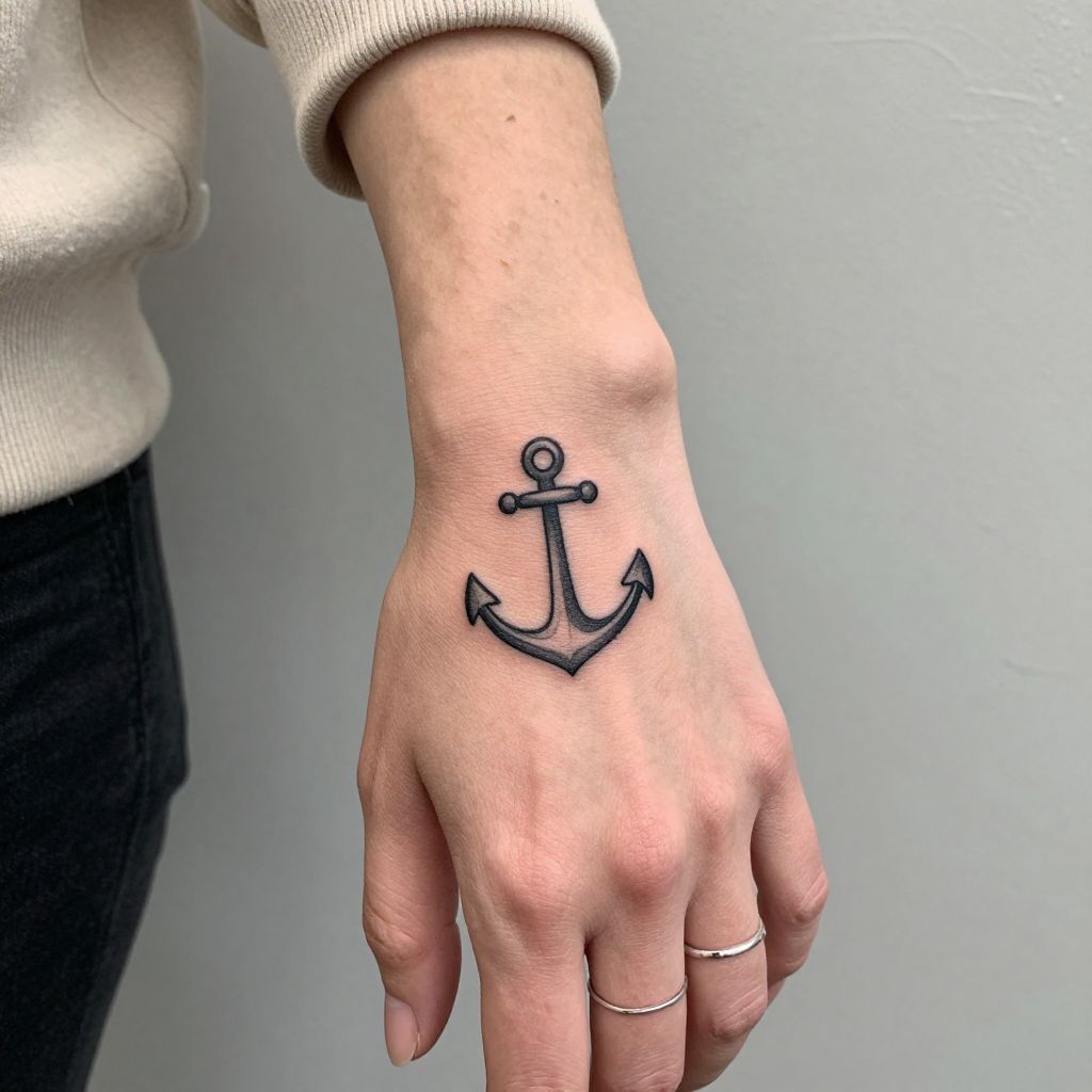 Tiny Anchor on the Side of the Pinky