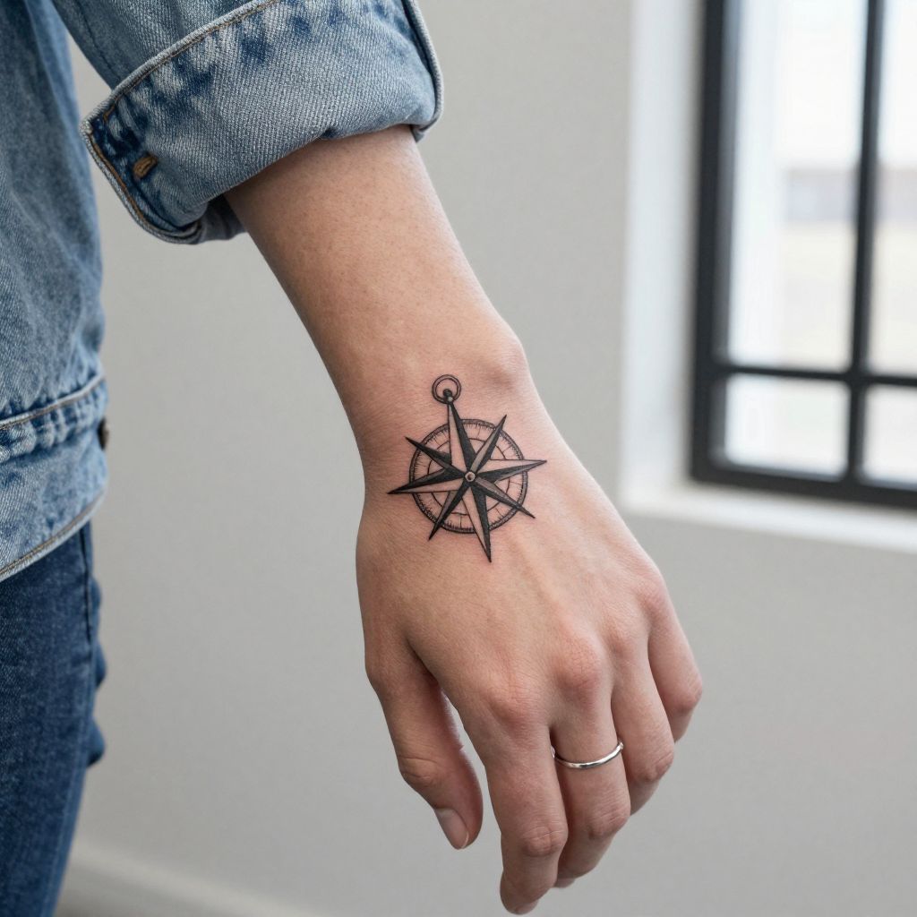 Small Compass Rose on the Side of the Hand