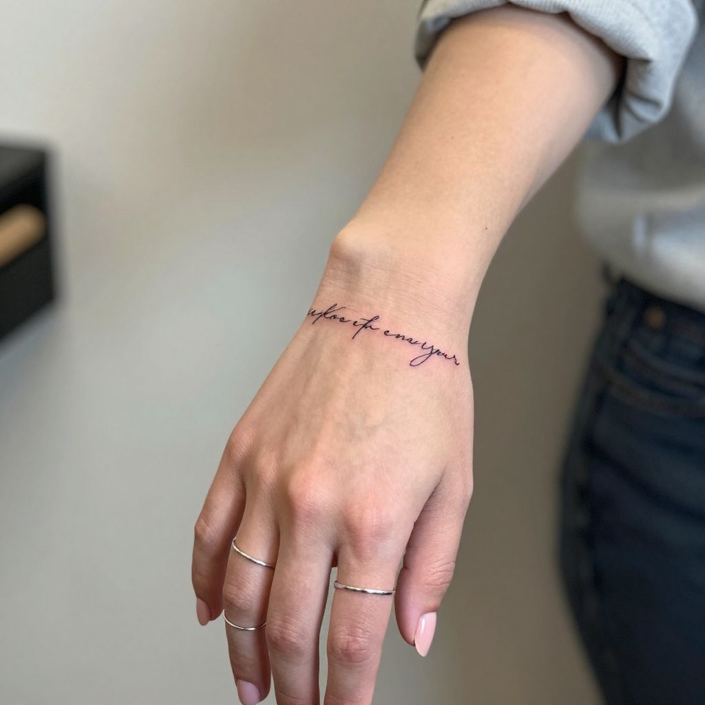 Petite Script Word on the Side of the Hand