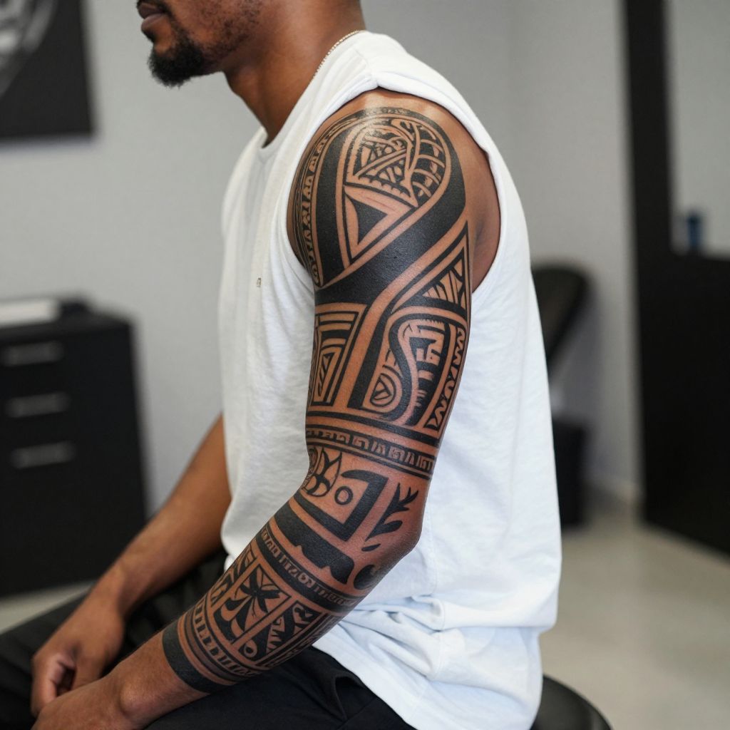 Bold Polynesian Blackwork Sleeve