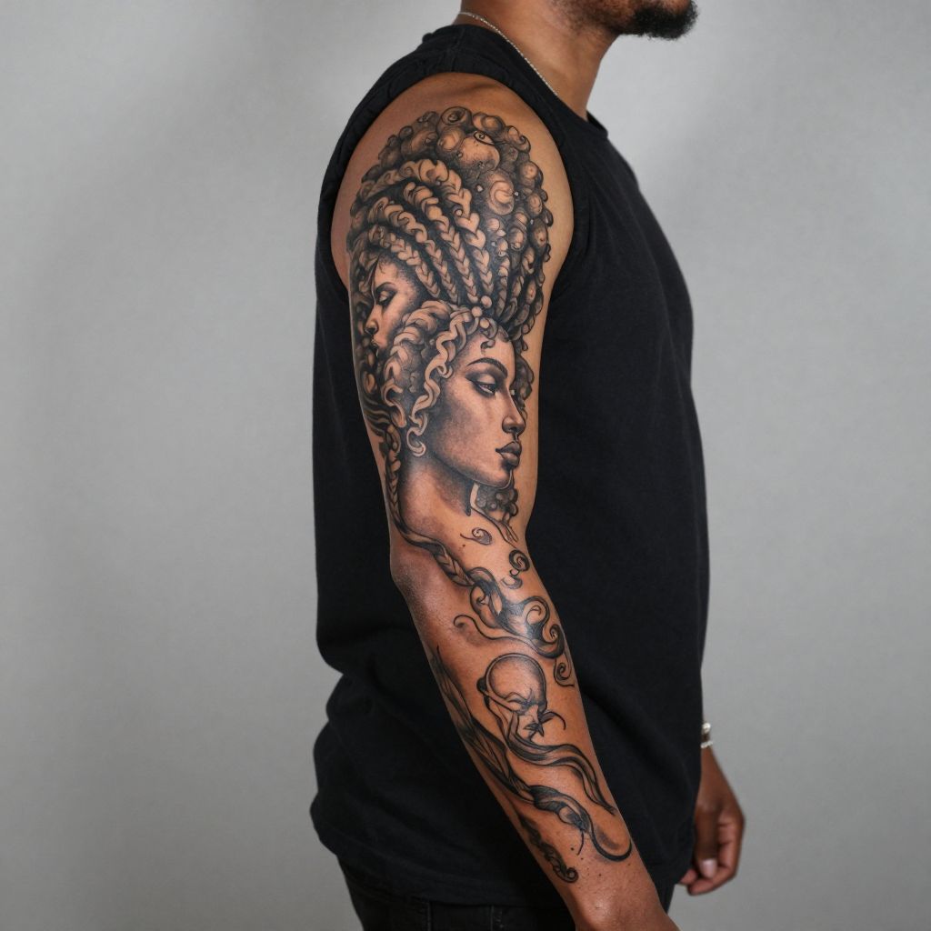 Afro Hair Motif Sleeve